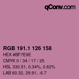 カラーコード: RGB 191.1 126 158 | qconv.com