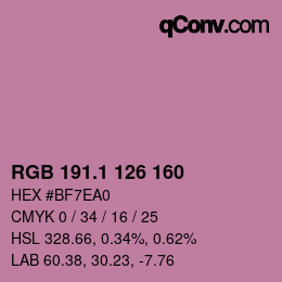 カラーコード: RGB 191.1 126 160 | qconv.com
