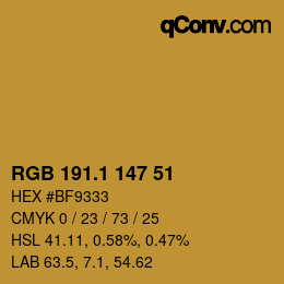 カラーコード: RGB 191.1 147 51 | qconv.com