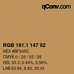 カラーコード: RGB 191.1 147 92 | qconv.com