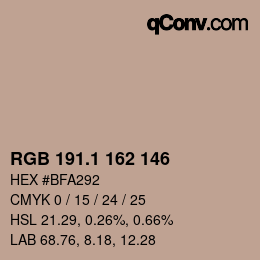 カラーコード: RGB 191.1 162 146 | qconv.com