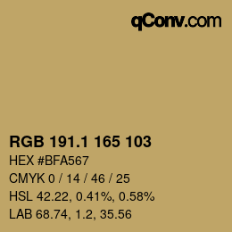 カラーコード: RGB 191.1 165 103 | qconv.com