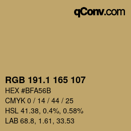 カラーコード: RGB 191.1 165 107 | qconv.com