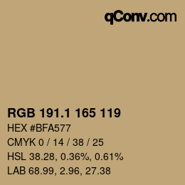 カラーコード: RGB 191.1 165 119 | qconv.com