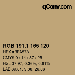 カラーコード: RGB 191.1 165 120 | qconv.com