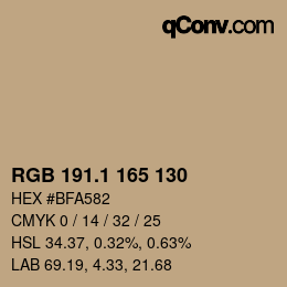 カラーコード: RGB 191.1 165 130 | qconv.com