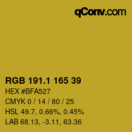 カラーコード: RGB 191.1 165 39 | qconv.com