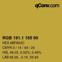 カラーコード: RGB 191.1 165 60 | qconv.com