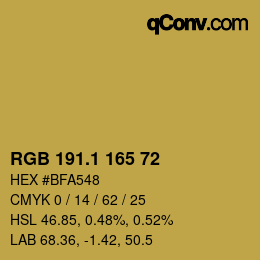 カラーコード: RGB 191.1 165 72 | qconv.com