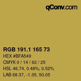 カラーコード: RGB 191.1 165 73 | qconv.com
