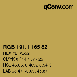 カラーコード: RGB 191.1 165 82 | qconv.com