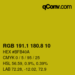 カラーコード: RGB 191.1 180.8 10 | qconv.com