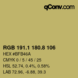 カラーコード: RGB 191.1 180.8 106 | qconv.com