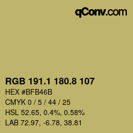 Color code: RGB 191.1 180.8 107 | qconv.com