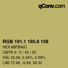 Color code: RGB 191.1 180.8 108 | qconv.com