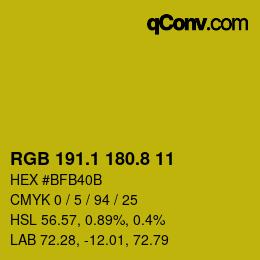 カラーコード: RGB 191.1 180.8 11 | qconv.com