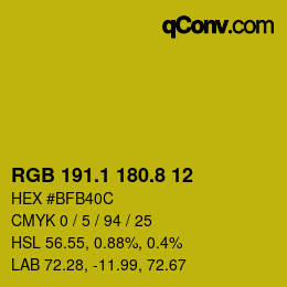 カラーコード: RGB 191.1 180.8 12 | qconv.com