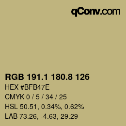 Color code: RGB 191.1 180.8 126 | qconv.com