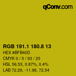 カラーコード: RGB 191.1 180.8 13 | qconv.com