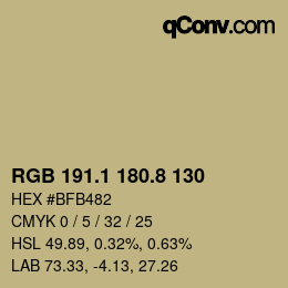 Color code: RGB 191.1 180.8 130 | qconv.com