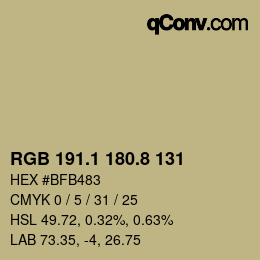 カラーコード: RGB 191.1 180.8 131 | qconv.com