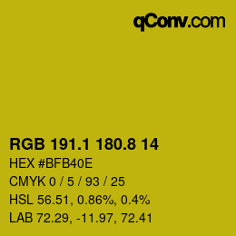 カラーコード: RGB 191.1 180.8 14 | qconv.com