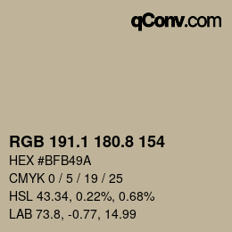 Color code: RGB 191.1 180.8 154 | qconv.com