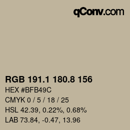 Color code: RGB 191.1 180.8 156 | qconv.com