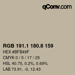Color code: RGB 191.1 180.8 159 | qconv.com