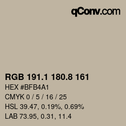 Color code: RGB 191.1 180.8 161 | qconv.com