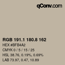 Color code: RGB 191.1 180.8 162 | qconv.com