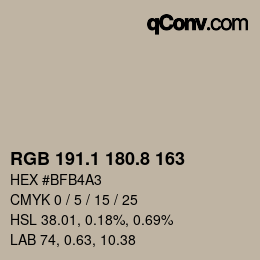 Farbcode: RGB 191.1 180.8 163 | qconv.com