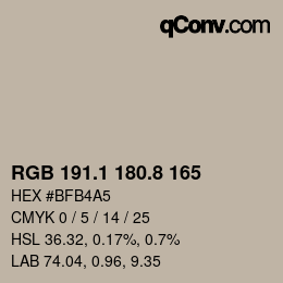 カラーコード: RGB 191.1 180.8 165 | qconv.com