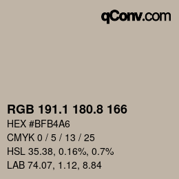Color code: RGB 191.1 180.8 166 | qconv.com