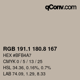 Color code: RGB 191.1 180.8 167 | qconv.com