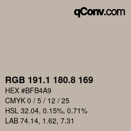 Color code: RGB 191.1 180.8 169 | qconv.com
