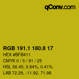 カラーコード: RGB 191.1 180.8 17 | qconv.com