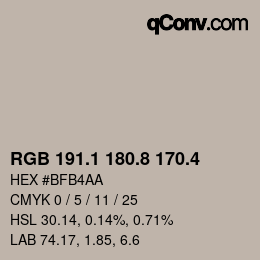 カラーコード: RGB 191.1 180.8 170.4 | qconv.com