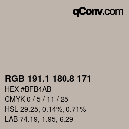 Color code: RGB 191.1 180.8 171 | qconv.com
