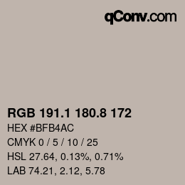 Color code: RGB 191.1 180.8 172 | qconv.com
