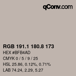 Color code: RGB 191.1 180.8 173 | qconv.com