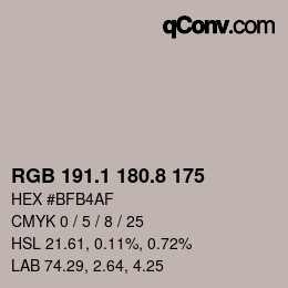 カラーコード: RGB 191.1 180.8 175 | qconv.com