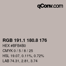 カラーコード: RGB 191.1 180.8 176 | qconv.com