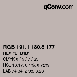 Color code: RGB 191.1 180.8 177 | qconv.com