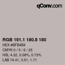 Color code: RGB 191.1 180.8 180 | qconv.com