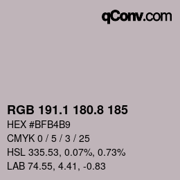 Color code: RGB 191.1 180.8 185 | qconv.com