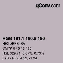 Color code: RGB 191.1 180.8 186 | qconv.com