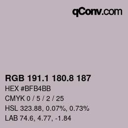 Color code: RGB 191.1 180.8 187 | qconv.com