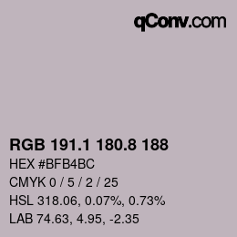 Color code: RGB 191.1 180.8 188 | qconv.com