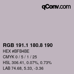 Color code: RGB 191.1 180.8 190 | qconv.com